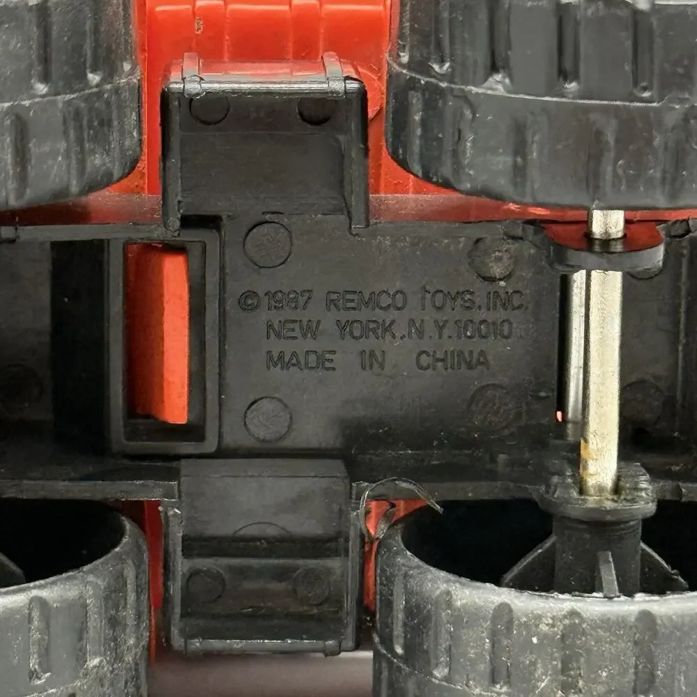 Vintage 1987 Remco Classic Orange Dump Truck Chunky Plastic Diecast 4”